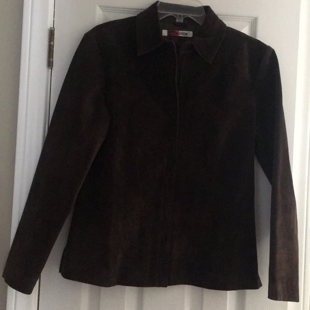 Jacket-100% Leather Suede in rich brown